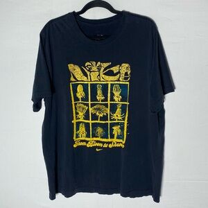 Nike Black Yellow From Bloom to Shroom Graphic Tee T Shirt Crew Neck XL